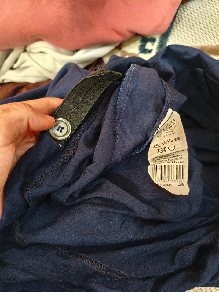 Lacivert Keten Hamile Pantolonu, Kemerli, Normal Boy - Görsel 5