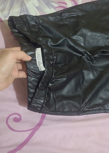 kız çocuk Siyah Deri Midi Pantolon - Görsel 2
