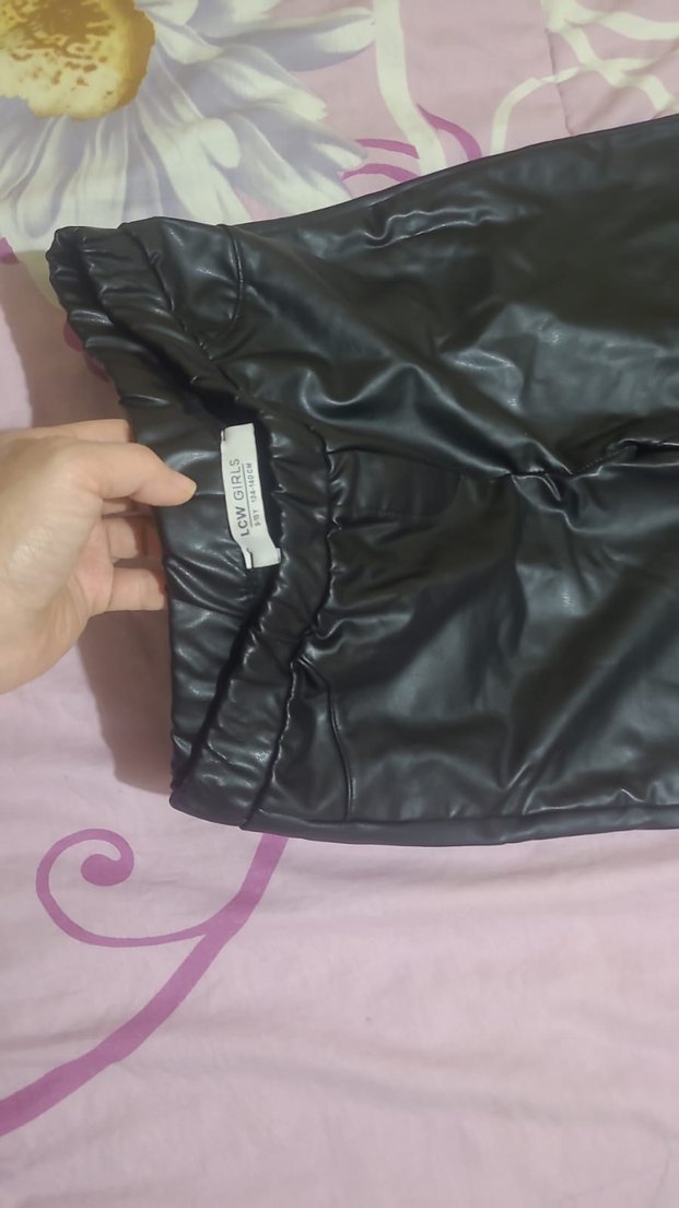 kız çocuk Siyah Deri Midi Pantolon - Görsel 2