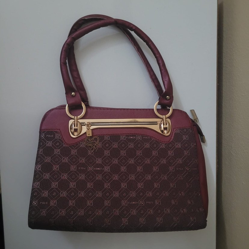 Bordo Desenli Kadın Deri Çanta - Görsel 2