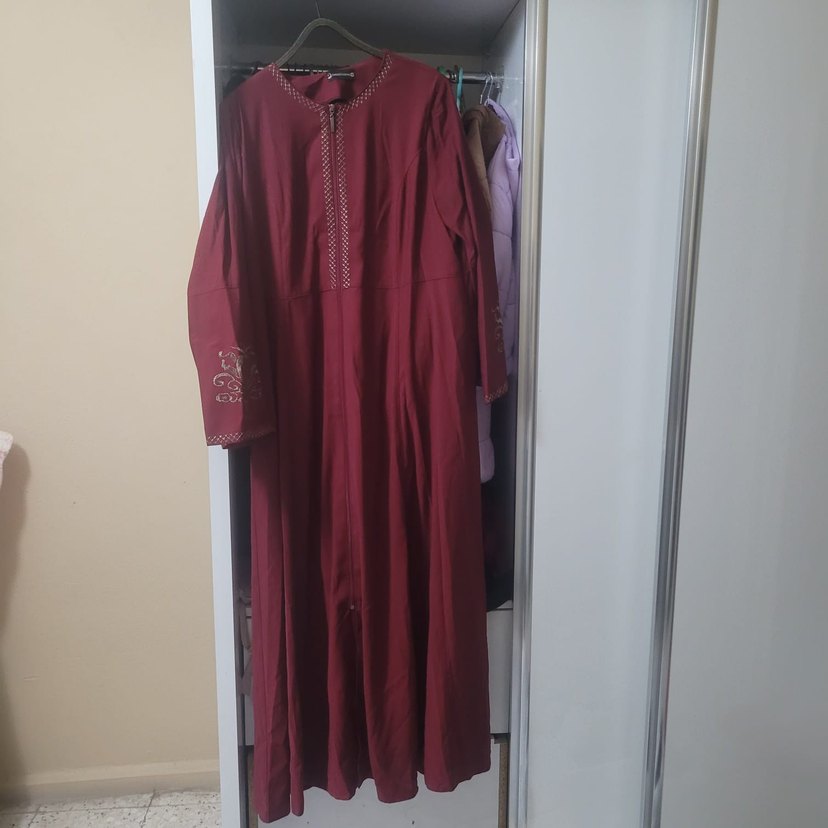 Bordo Nakışlı Uzun Salaş Kadın pardesü - Görsel 2