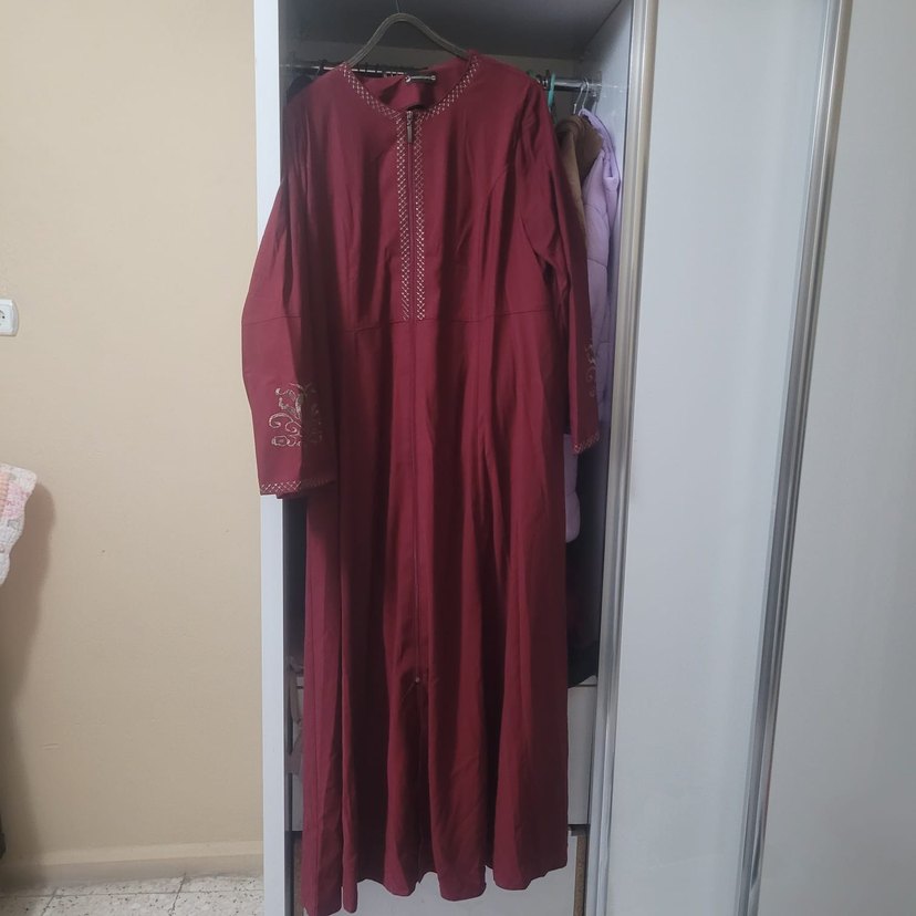 Bordo Nakışlı Uzun Salaş Kadın pardesü - Görsel 3