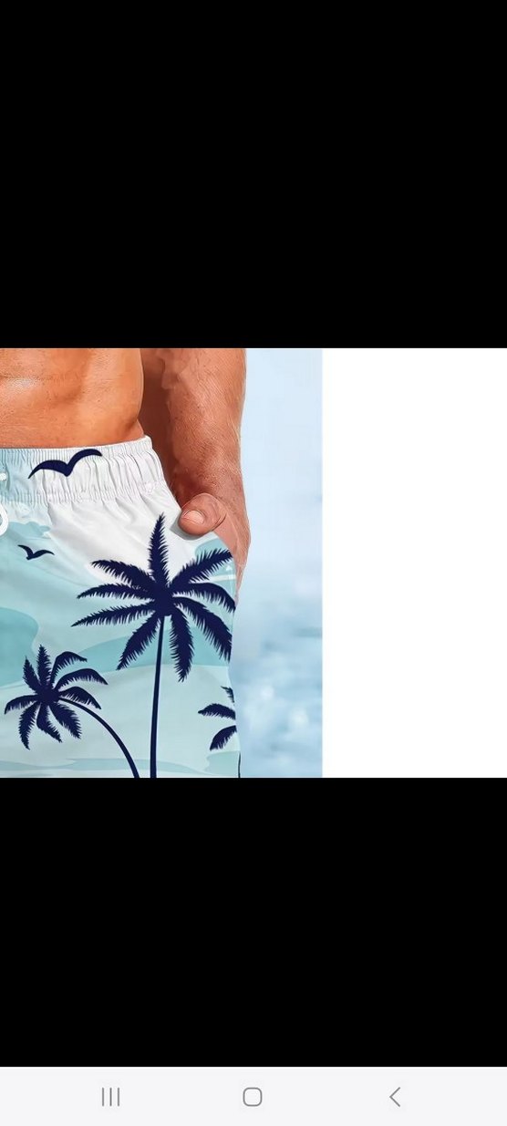 Mavi Palmiye Desenli Erkek  Deniz Şortu - Görsel 4