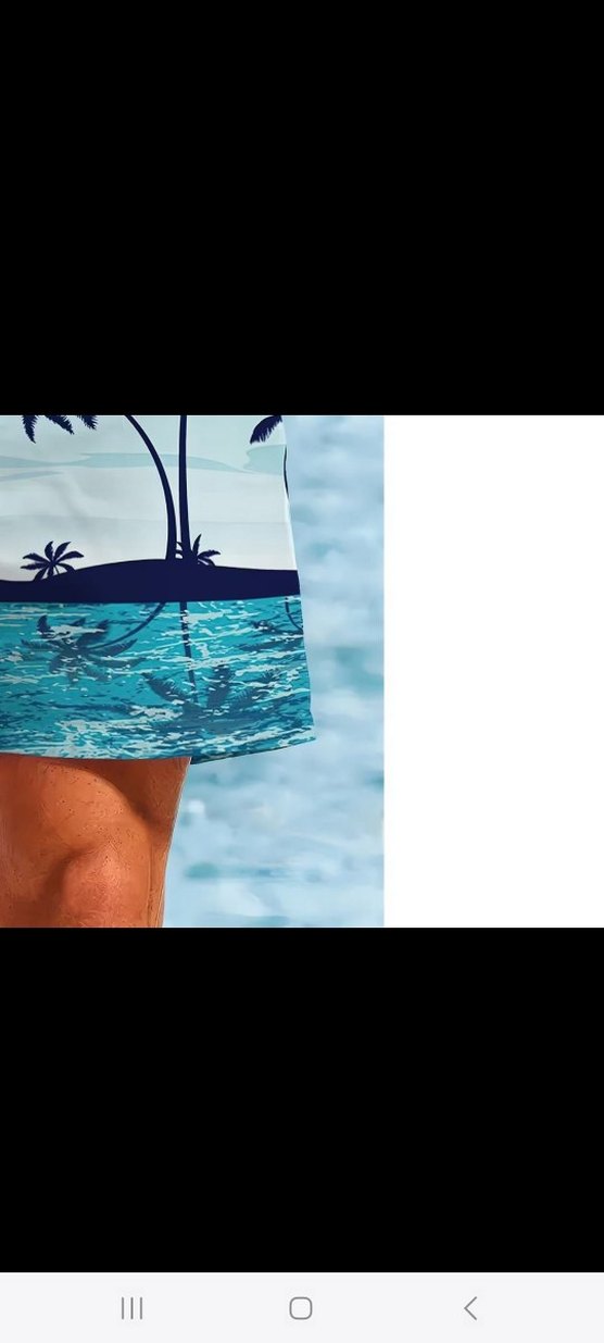 Mavi Palmiye Desenli Erkek  Deniz Şortu - Görsel 5