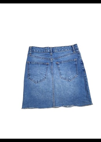 38 Beden Düğmeli Mavi Denim Mini Etek
