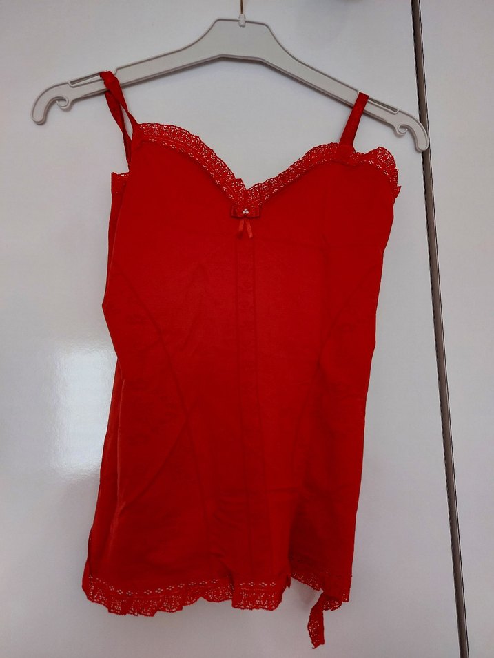 Dantel Detaylı Kırmızı   Atlet - Görsel 3