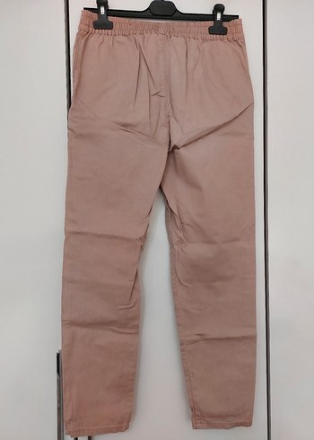 Düğmeli Bej Kadın Keten Pantolon - Görsel 3