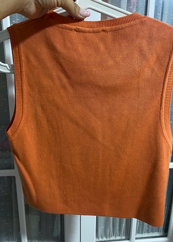 Kadın Kolsuz turuncu  Triko Süveter - Görsel 3