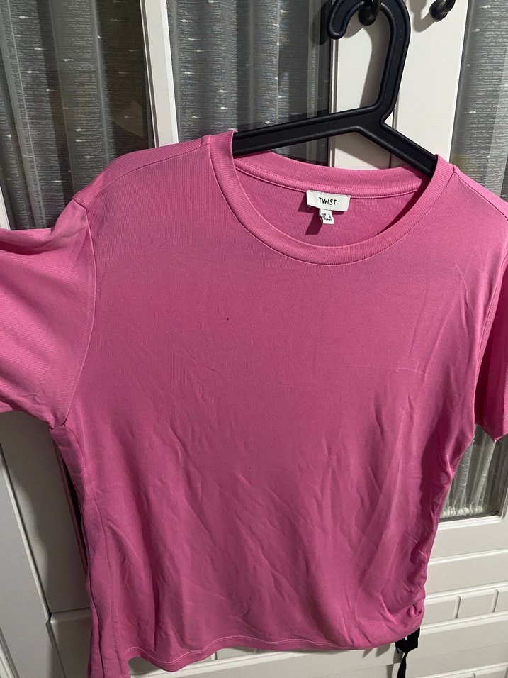 Pembe Kısa Kollu Salaş Tişört - Görsel 5