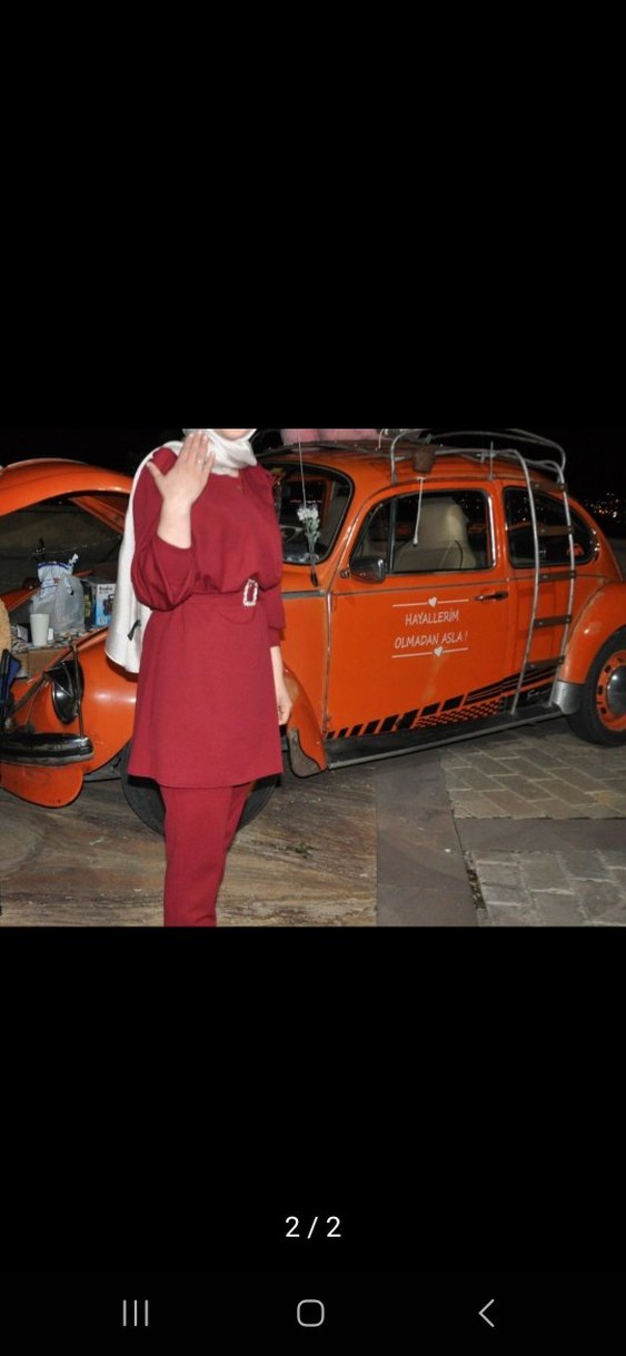 Bordo Kadın  Pantolon tunik takım - Görsel 2