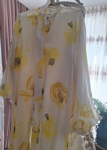 H&M Uzun Sarı Bohem Düğmeli Elbise