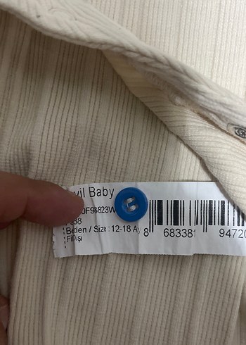 1 Yaş Beden Düğmeli Beyaz Bebek Tulum