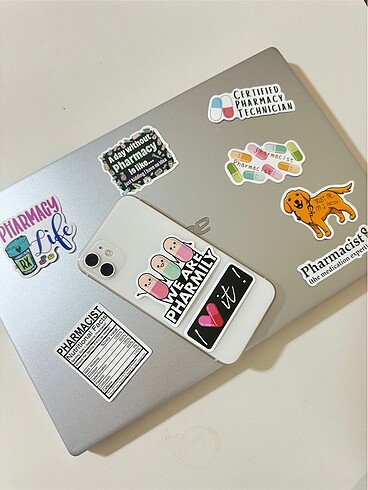 Beden Renk 8 Adet Canlı Karikatürlü Eczacı Stickerlar