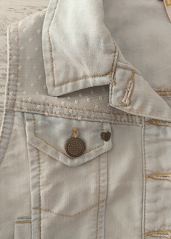 LCW Düğmeli Gri Kız Denim Ceket - Görsel 3