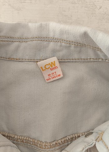 LCW Düğmeli Gri Kız Denim Ceket - Görsel 4