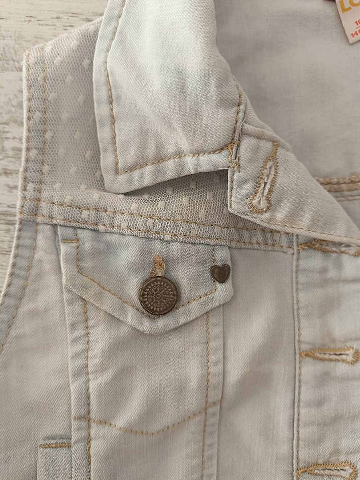 LCW Düğmeli Gri Kız Denim Ceket - Görsel 3