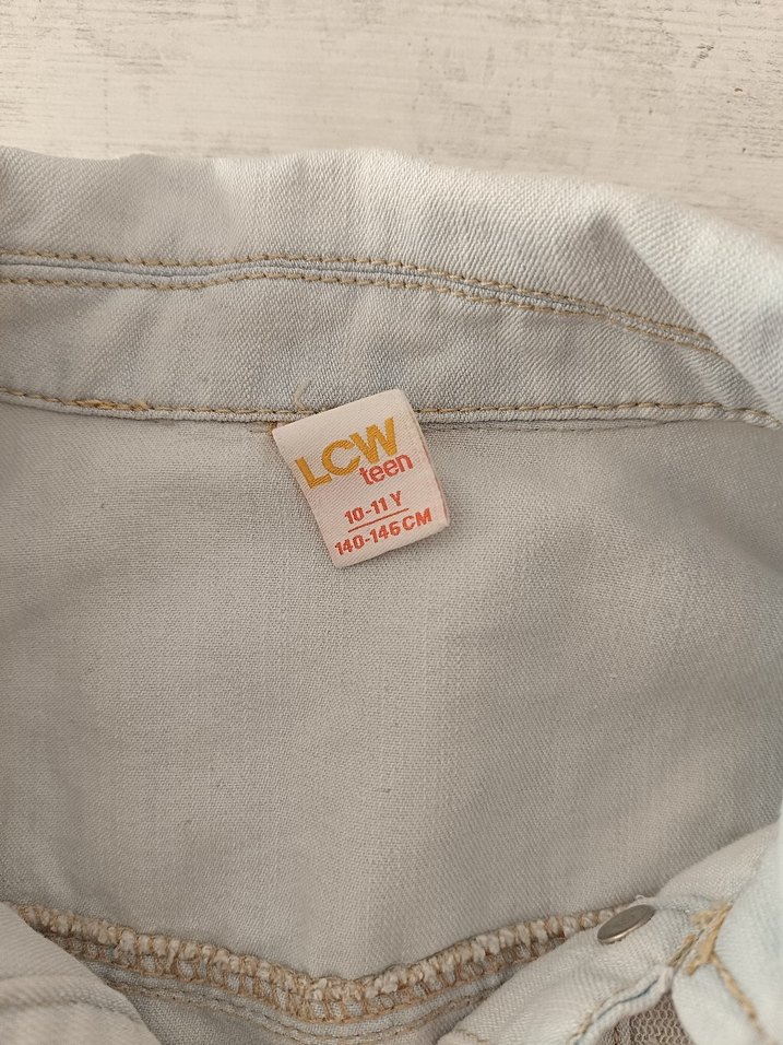 LCW Düğmeli Gri Kız Denim Ceket - Görsel 4