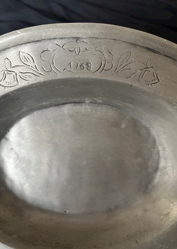 Fransız ETAIN Damgalı Kabartma Desenli Vintage Kalay Tabak /1769 - Görsel 13