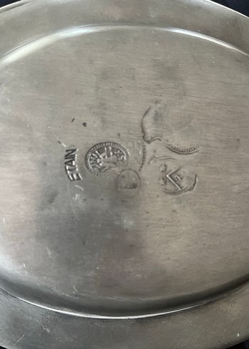 Fransız ETAIN Damgalı Kabartma Desenli Vintage Kalay Tabak /1769 - Görsel 19