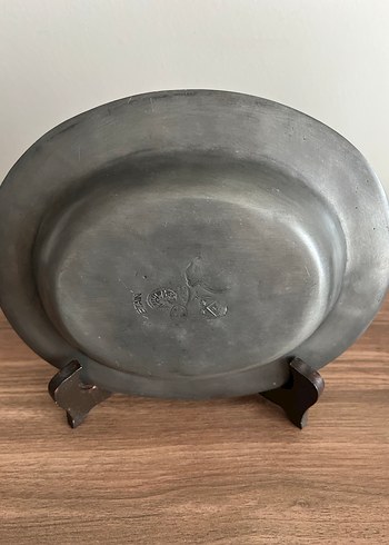 Fransız ETAIN Damgalı Kabartma Desenli Vintage Kalay Tabak /1769 - Görsel 10