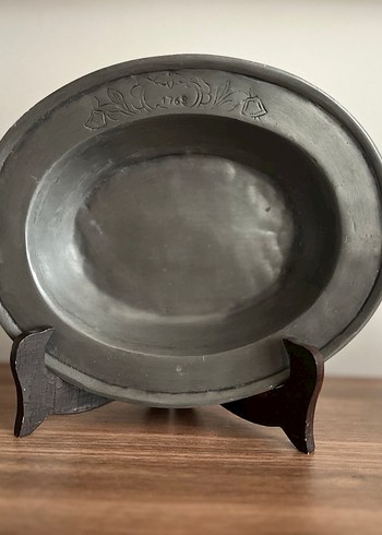 Fransız ETAIN Damgalı Kabartma Desenli Vintage Kalay Tabak /1769 - Görsel 9