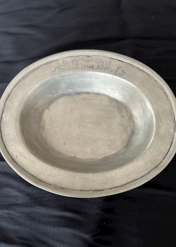 Fransız ETAIN Damgalı Kabartma Desenli Vintage Kalay Tabak /1769 - Görsel 17