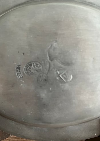 Fransız ETAIN Damgalı Kabartma Desenli Vintage Kalay Tabak /1769 - Görsel 11