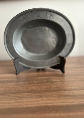 Fransız ETAIN Damgalı Kabartma Desenli Vintage Kalay Tabak /1769 - Görsel 14