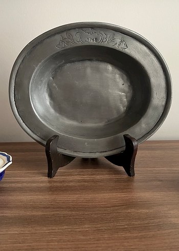 Fransız ETAIN Damgalı Kabartma Desenli Vintage Kalay Tabak /1769 - Görsel 20