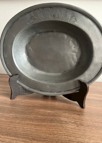 Fransız ETAIN Damgalı Kabartma Desenli Vintage Kalay Tabak /1769 - Görsel 2