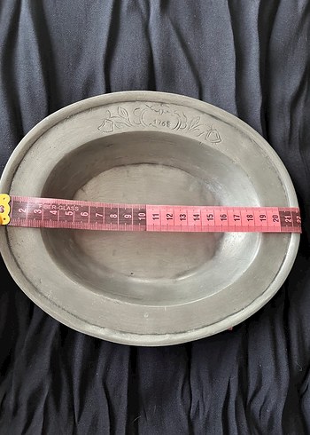 Fransız ETAIN Damgalı Kabartma Desenli Vintage Kalay Tabak /1769 - Görsel 6