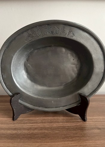 Fransız ETAIN Damgalı Kabartma Desenli Vintage Kalay Tabak /1769 - Görsel 15