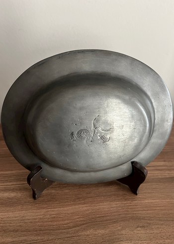 Fransız ETAIN Damgalı Kabartma Desenli Vintage Kalay Tabak /1769 - Görsel 7