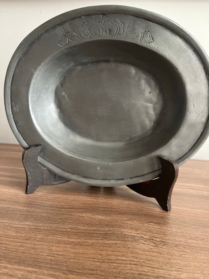 Fransız ETAIN Damgalı Kabartma Desenli Vintage Kalay Tabak /1769 - Görsel 2