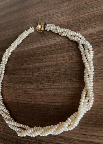 Vintage Gerçek Tatlı Su İncisi Kolye Gümüş Klipsli 3 SıralıBurma - Görsel 11