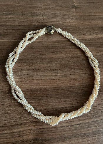 Vintage Gerçek Tatlı Su İncisi Kolye Gümüş Klipsli 3 SıralıBurma - Görsel 8