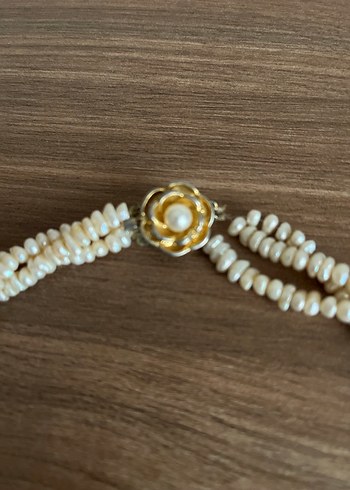 Vintage Gerçek Tatlı Su İncisi Kolye Gümüş Klipsli 3 SıralıBurma - Görsel 4