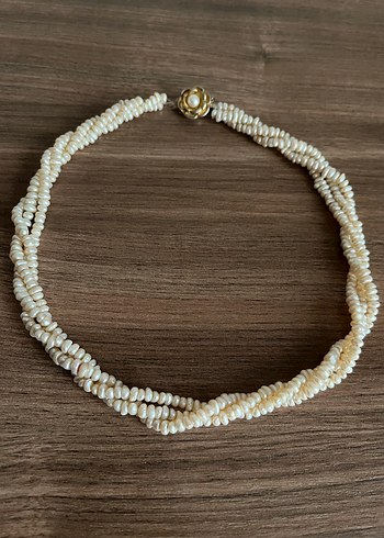 Vintage Gerçek Tatlı Su İncisi Kolye Gümüş Klipsli 3 SıralıBurma - Görsel 12