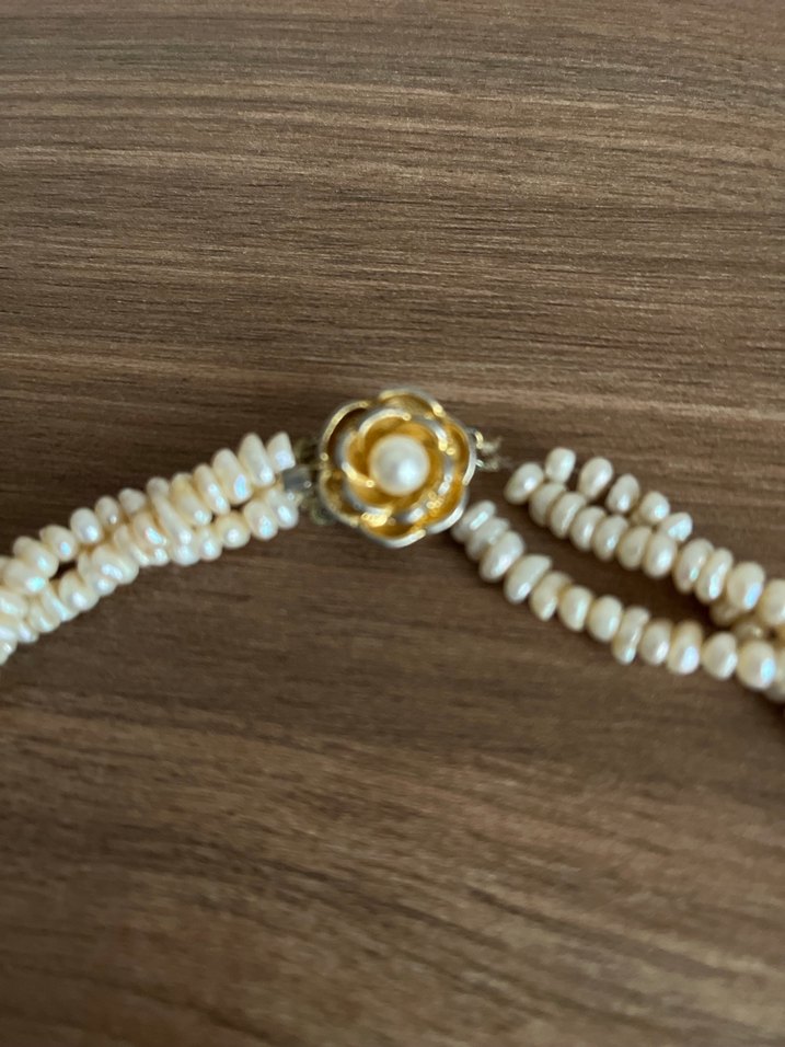 Vintage Gerçek Tatlı Su İncisi Kolye Gümüş Klipsli 3 SıralıBurma - Görsel 4