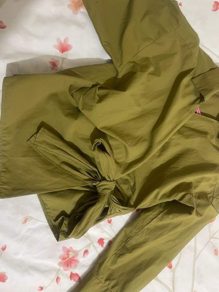 Kadın Haki Midi Kuşaklı Ceket - Görsel 2