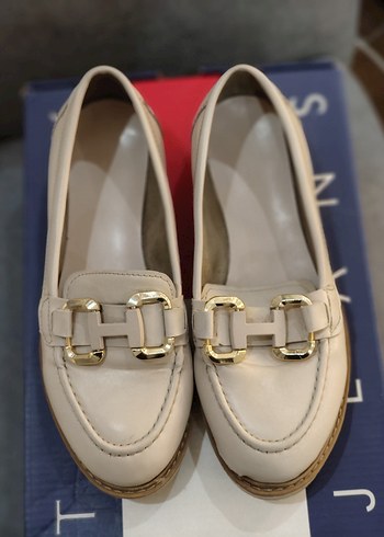 Bej Tokalı Kadın Loafer Blok Topuk - Görsel 3