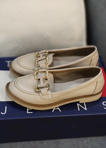 Bej Tokalı Kadın Loafer Blok Topuk - Görsel 2