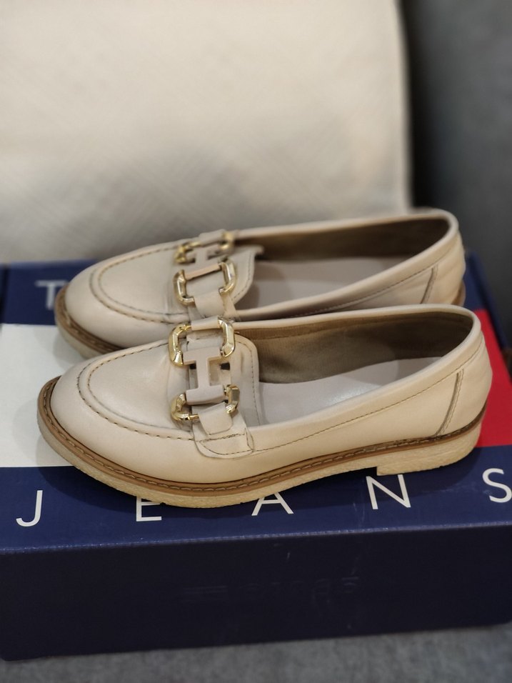 Bej Tokalı Kadın Loafer Blok Topuk - Görsel 2