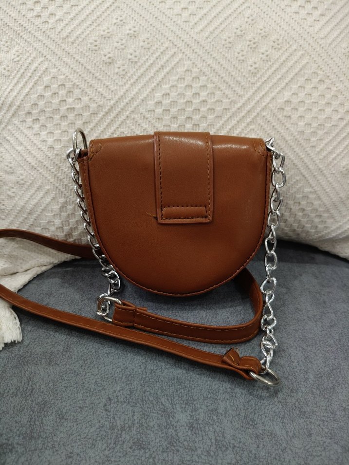 Kahverengi Deri Tokalı Kadın Çanta - Görsel 2