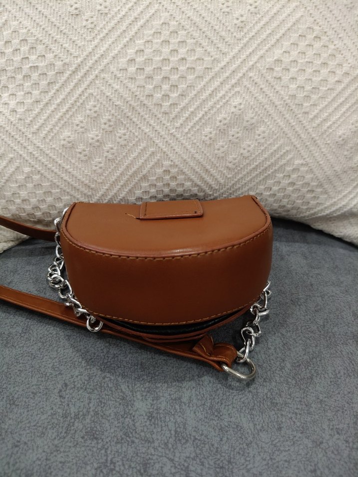 Kahverengi Deri Tokalı Kadın Çanta - Görsel 4