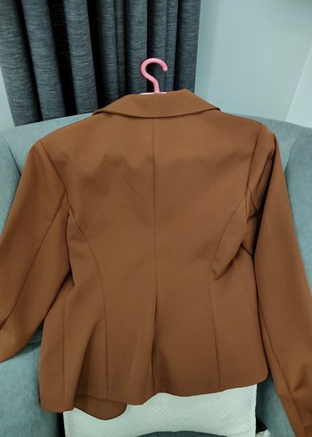 Kahverengi Düğmeli Kadın Blazer Ceket - Görsel 4