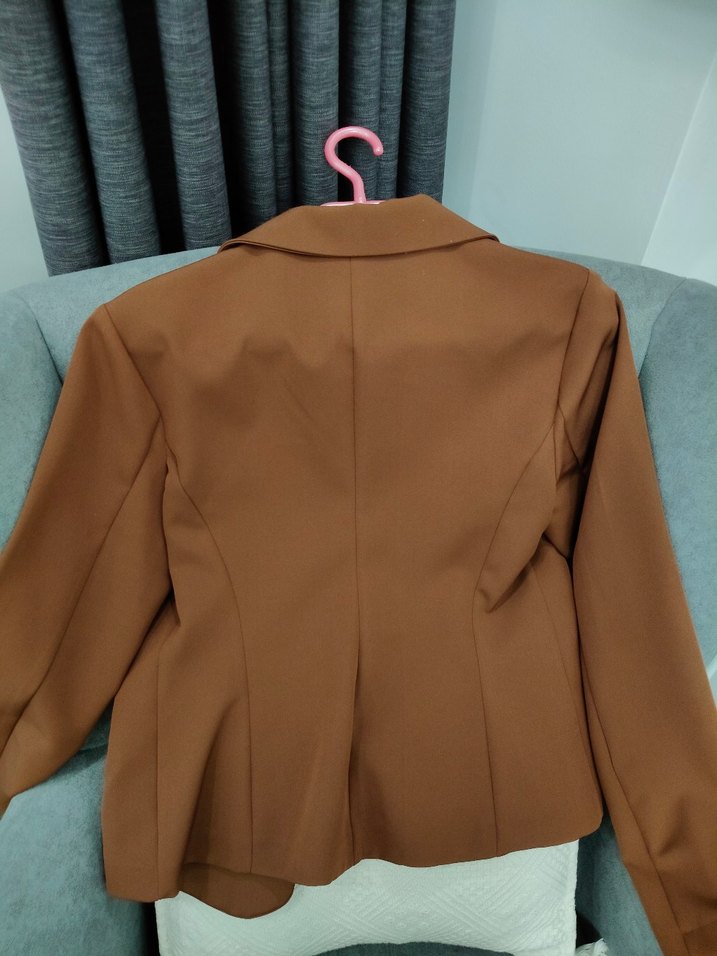 Kahverengi Düğmeli Kadın Blazer Ceket - Görsel 4