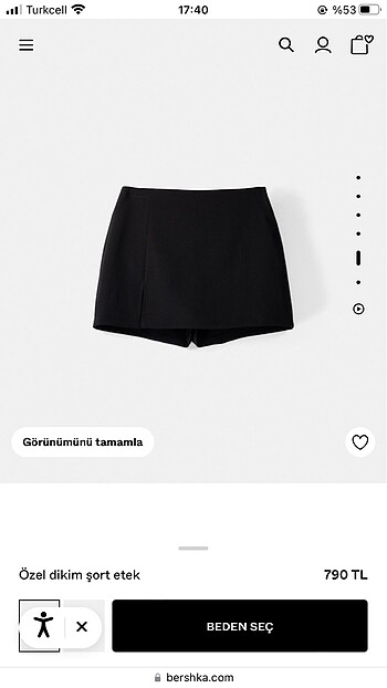 Bershka özel dikim mini şort etek