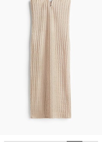 xs Beden H&M Bej Straplez Midi Elbise