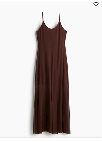 xs Beden kahverengi Renk H&M tül detaylı elbise